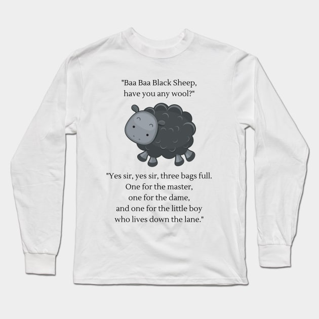 Baa Baa Black Sheep nursery rhyme Long Sleeve T-Shirt by firstsapling@gmail.com